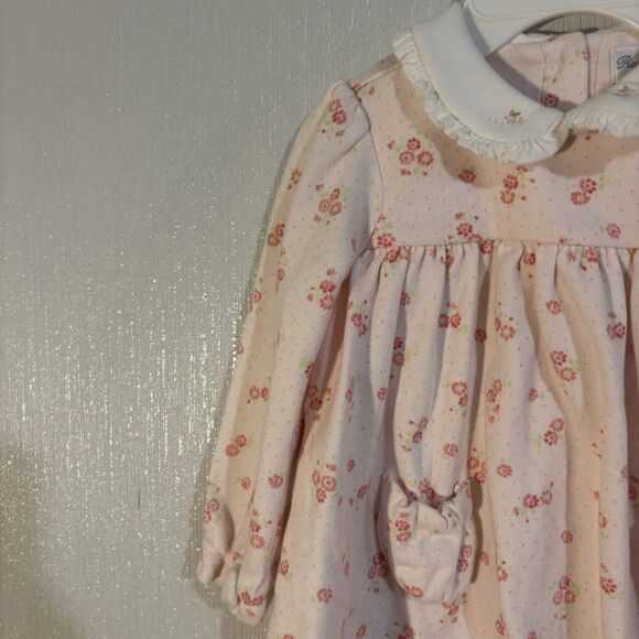 Ralph Lauren Baby Girl Set Long Sleeve Dress Bloomers Pink Flowers Collar 9 mo - Picture 12 of 16